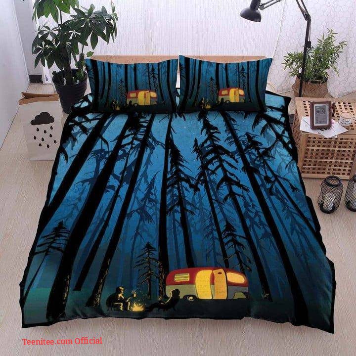 3d camping car in the forest at night cotton bed sheets spread comforter duvet cover bedding sets