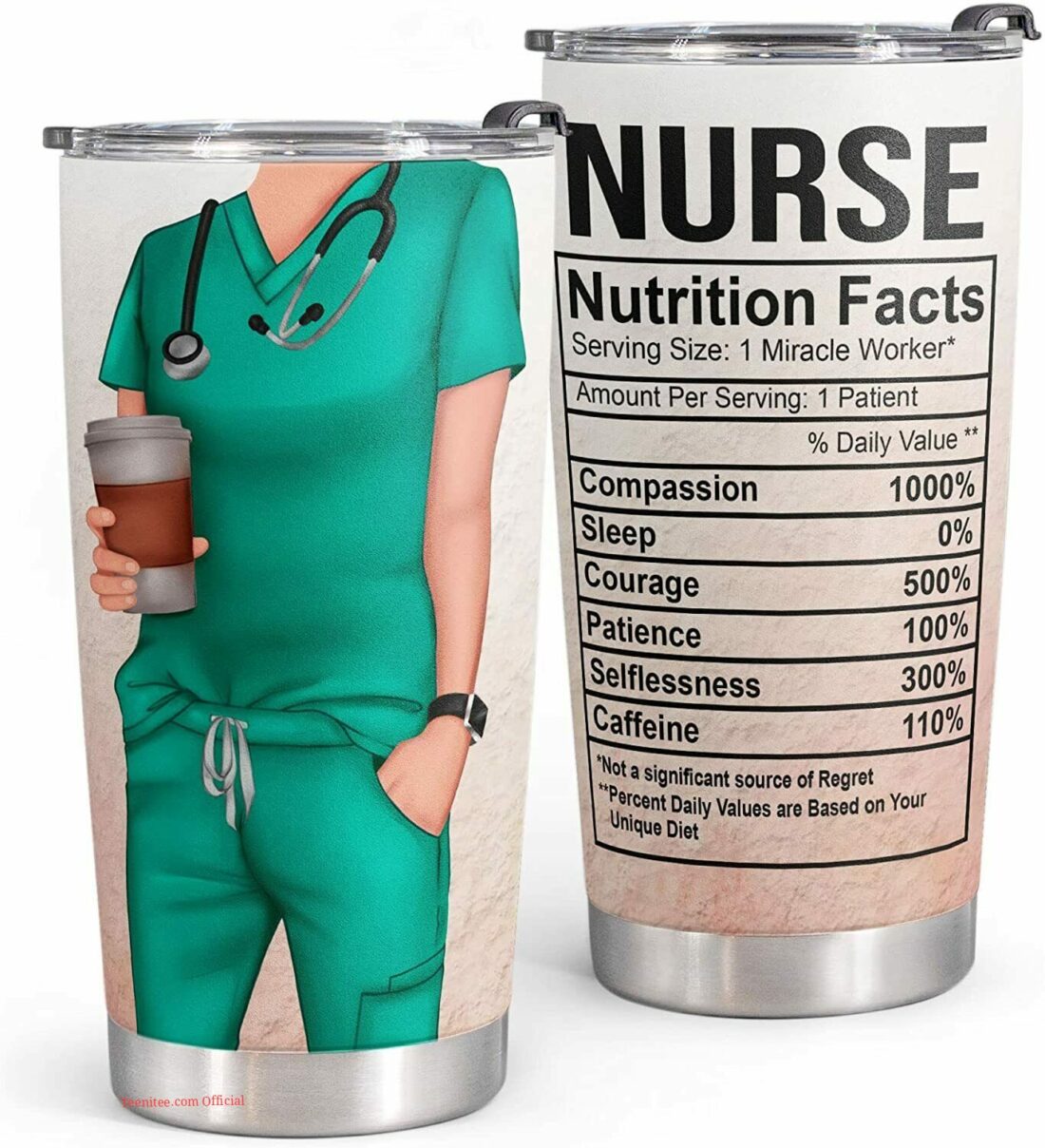 Nurse tumbler gift - nurse nutrition facts - 30 oz
