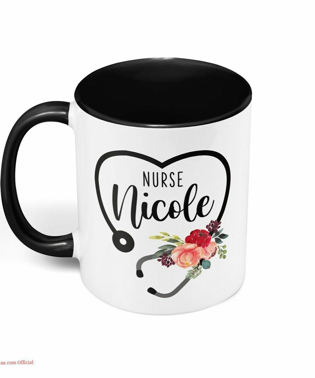 Stethoscope heart shape and floral| personalized mug gift for nurse